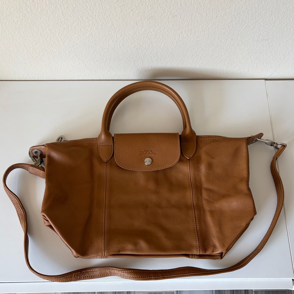 Longchamp Le Pliage Cuir Crossbody - Small - Tan